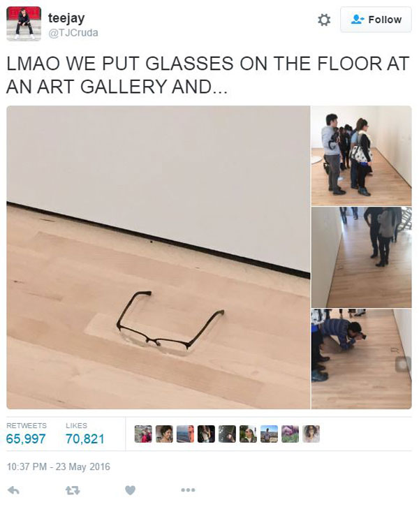 glasses on floor of sf moma mistaken for art (1)