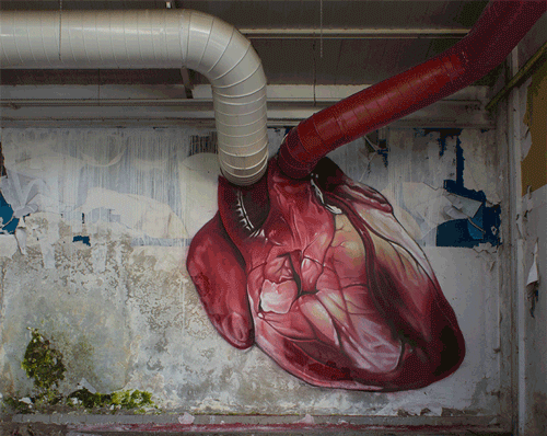heart street art building pipes animated by lonac