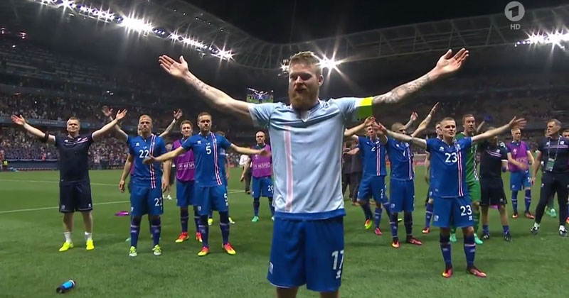 Iceland's Viking Chant with Fans After Beating England is Awesome