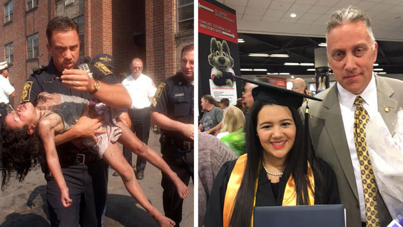 Officer Attends Student's Graduation, Whose Life He Saved When She Was Five