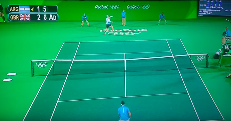 green screen tennis 2016 olympics rio The Olympic Tennis Finals Were Played on a Giant Green Court, the Internet Knew What To Do