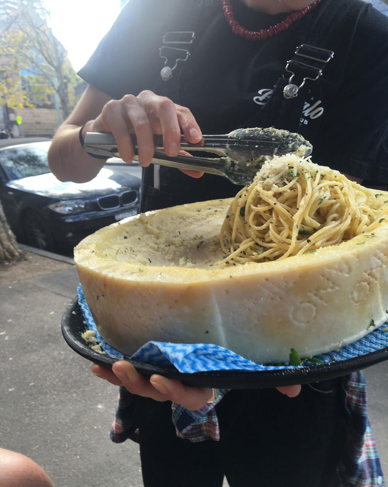 Picture of the Day: Pasta Tossed Inside a Cheese Wheel » TwistedSifter