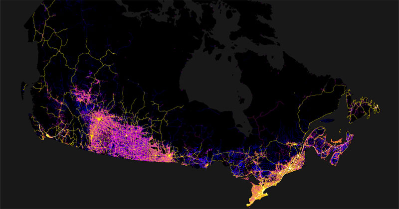 Canada Mapped by Trails, Roads, Streets and Highways