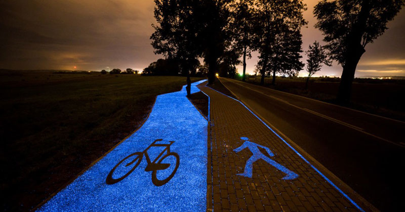 Solar-Powered, Glow in the Dark Bike Lanes are Being Tested in Poland