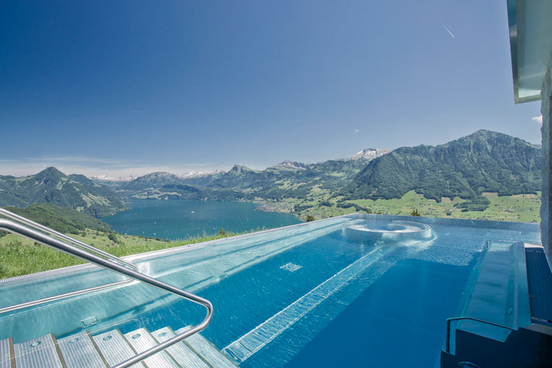 stairway to heaven infinity pool hotel villa honegg switzerland 4 People are Calling This Rooftop Infinity Pool in the Swiss Alps the Stairway to Heaven