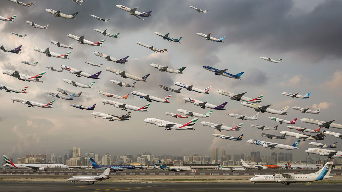 dubai international 30r sharjah These Composites of Planes Taking Off and Landing Show How Connected the World Is