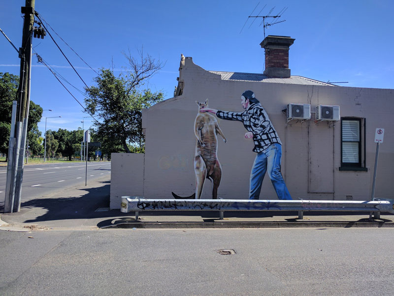 man punches kangaroo street art melbourne australia by lush sux Picture of the Day: Art Imitating Life