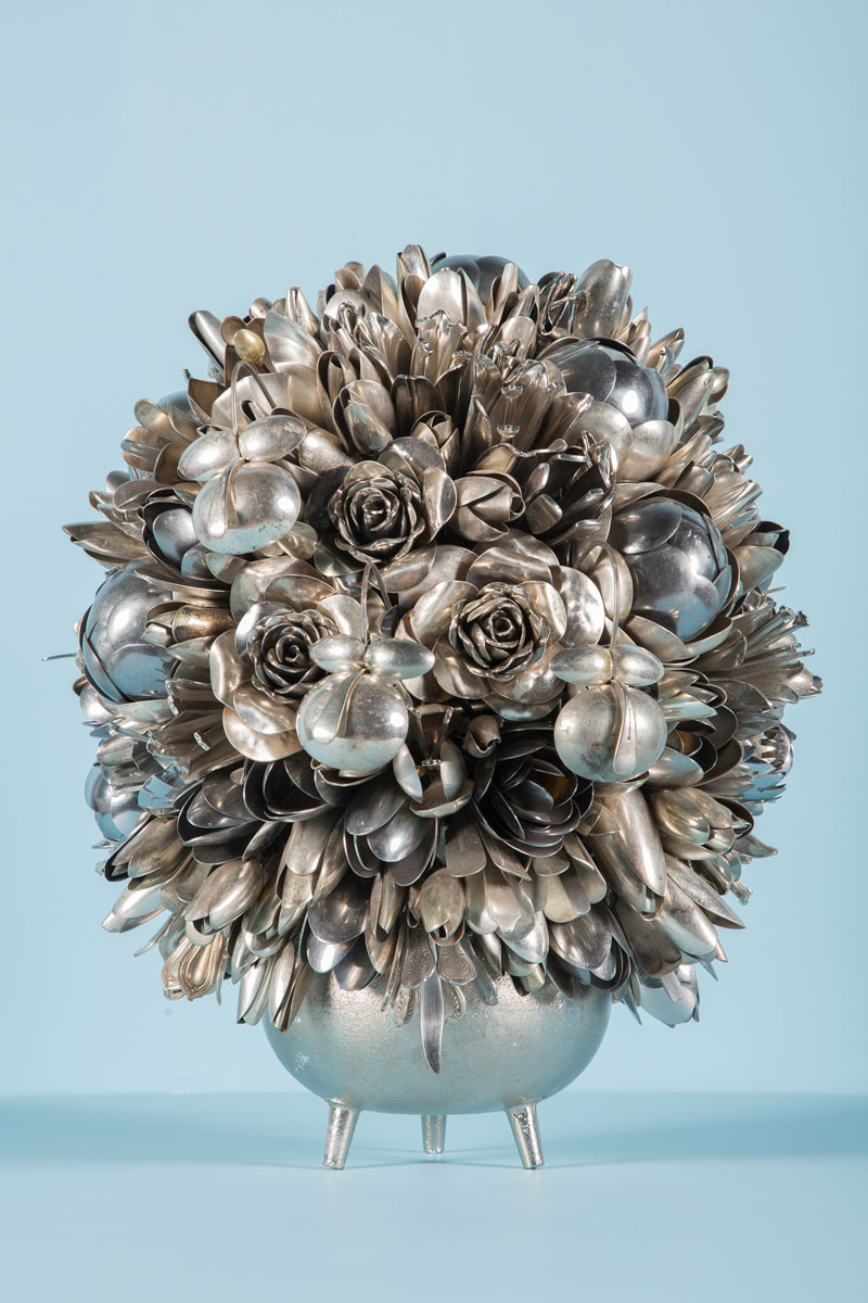 bouquets made from old silverware by ann carrington 1 Ann Carrington Makes Beautiful Bouquets from Old Silverware