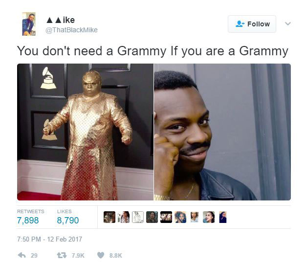 gold ceelo green meme 12 CeeLo Green Wore an All Gold Outfit to the Grammys and the Internet Went to Town