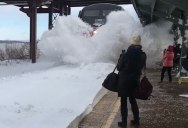 Crazy Footage of an Amtrak Train Colliding with a Track Full of Snow