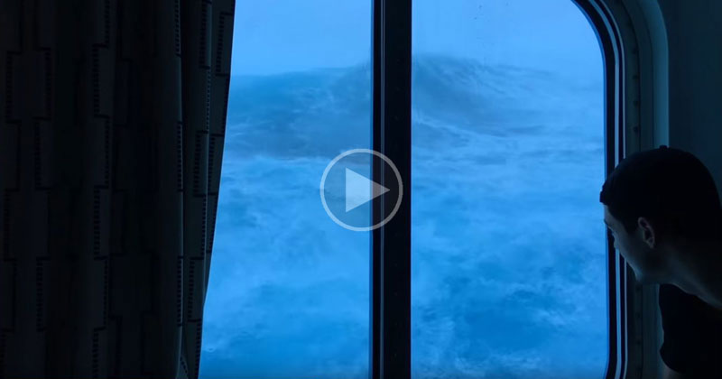 Cruise Ship Passenger Casually Watches Giant Waves Crash Against His 3rd Floor Room