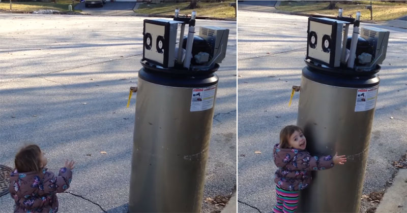 Little Girl Thinks Water Heater is a Robot, Melts Everyone's Heart in the Process