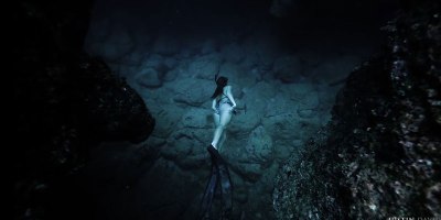 This Steadicam Shot of a Free Diver Going Through an Underwater Cave is Awesome