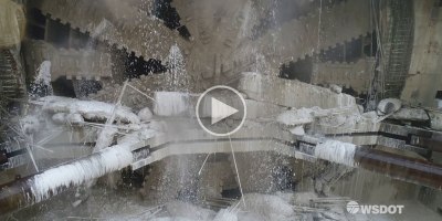 Drone Captures World's Largest Tunneling Machine Breaking Through After 4 Years Underground
