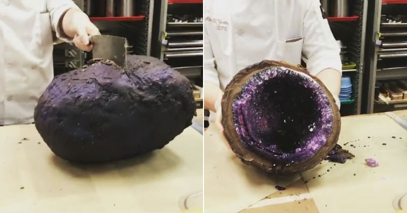 chocolate covered rock candy geode Two Culinary Students Made Gigantic, Chocolate Covered Rock Candy Geodes and I Want Them