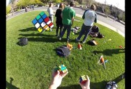 Guy Solves 3 Rubik’s Cubes.. While Juggling Them