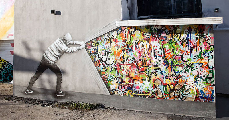 Artist Incorporates Grayscale Characters Into His Colorful Murals ...