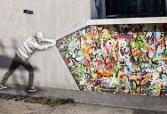 Artist Incorporates Grayscale Characters Into His Colorful Murals