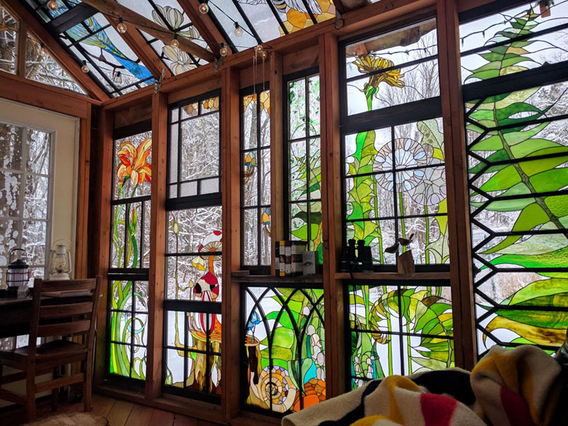 A Stained Glass Cabin in the Woods