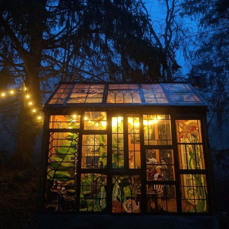 stained glass cabin by neile cooper 41 A Stained Glass Cabin in the Woods