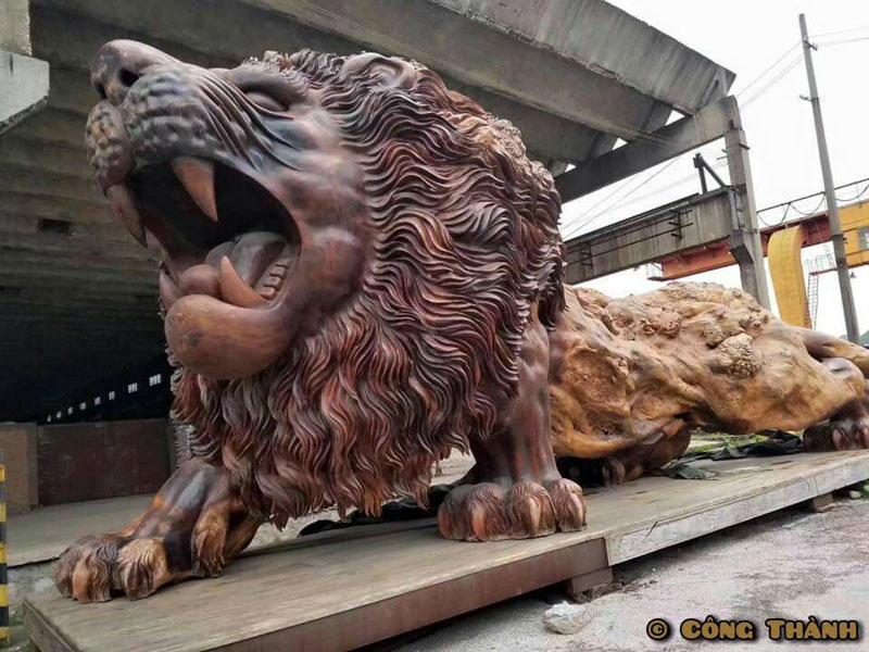 lion carved from single tree trunk by dengding rui yao 7 Incredible Wooden Lion Carved from a Single Tree (11 photos)