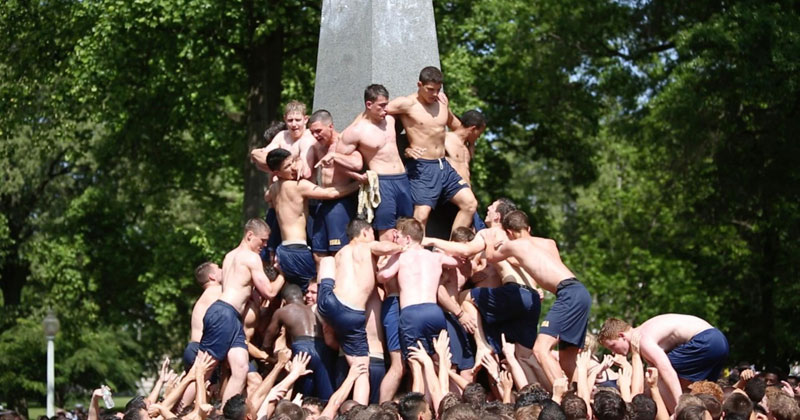 For Naval Academy Freshmen, Summer Can’t Begin Until They’ve Climbed This Obelisk