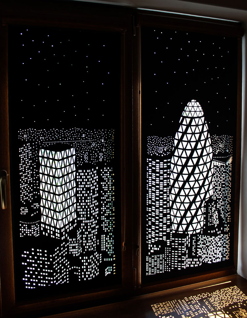 intricately cut blinds show iconic cityscapes at night by holeroll 6 These Intricately Cut Blinds Show Iconic Cityscapes at Night