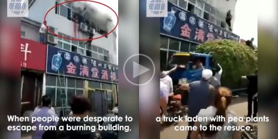 Quick Thinking Truck Driver Rescues People from Burning Building