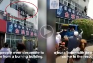 Quick Thinking Truck Driver Rescues People from Burning Building