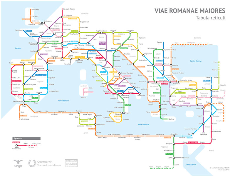 roman empire subway map by sasha trubetskoy 2 A Roman Empire Subway Map of their 250,000 Mile Road Network