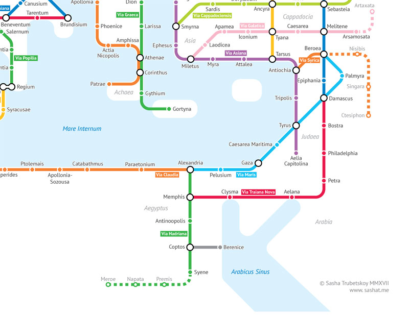 roman empire subway map by sasha trubetskoy 6 A Roman Empire Subway Map of their 250,000 Mile Road Network