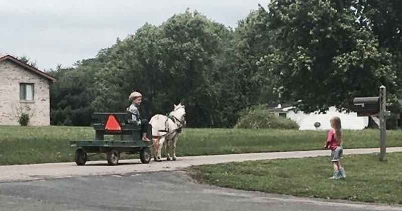 This Guy's Cousin Made Friends With a Little Amish Boy. This is Him Stopping By to Say Hi