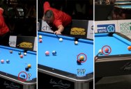 Guy Clears Table in Dramatic Fashion With 3 Unbelievable Shots