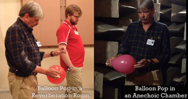 Popping a Balloon in a Reverberation Room vs an Anechoic Chamber