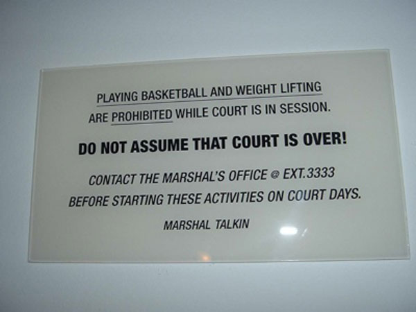 supreme court basketball court warning sign Theres a Basketball Net Atop the Supreme Court Dubbed the Highest Court in the Land