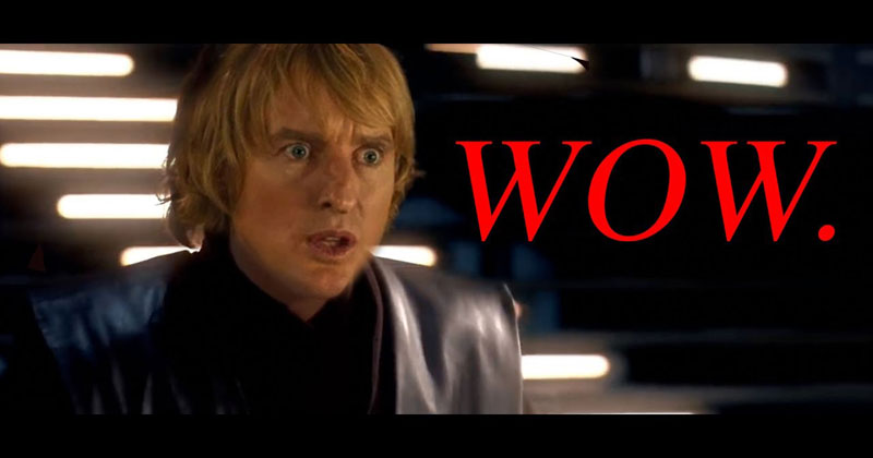 Star Wars, but All of the Lightsaber Sounds are Owen Wilson Saying Wow