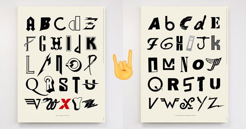 Awesome Alphabet Posters Made from Classic and Alternative Rock Band Logos