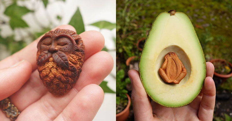 Waste Not, Want Not: Artist Carves Avocado Pits Into Tiny Forest Spirits