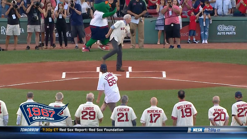 first pitch hits balls boston red sox 1 Ceremonial First Pitch Goes Horribly Wrong
