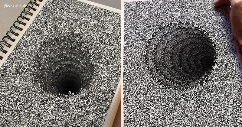 Visoth Kakvei's Mind Boggling 'Floral Holes' Look Impossible to Draw