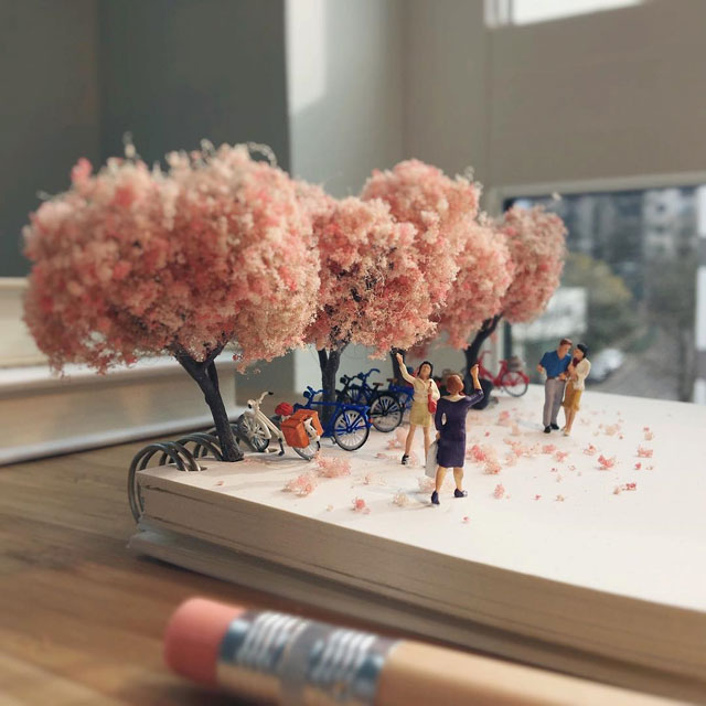 miniature scenes by derrick lin mardser on instagram 13 Guy Creates Tiny Moments on His Desk Using Office Supplies and Huge Collection of Miniatures