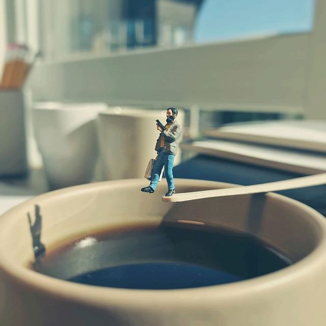 miniature scenes by derrick lin mardser on instagram 5 Guy Creates Tiny Moments on His Desk Using Office Supplies and Huge Collection of Miniatures