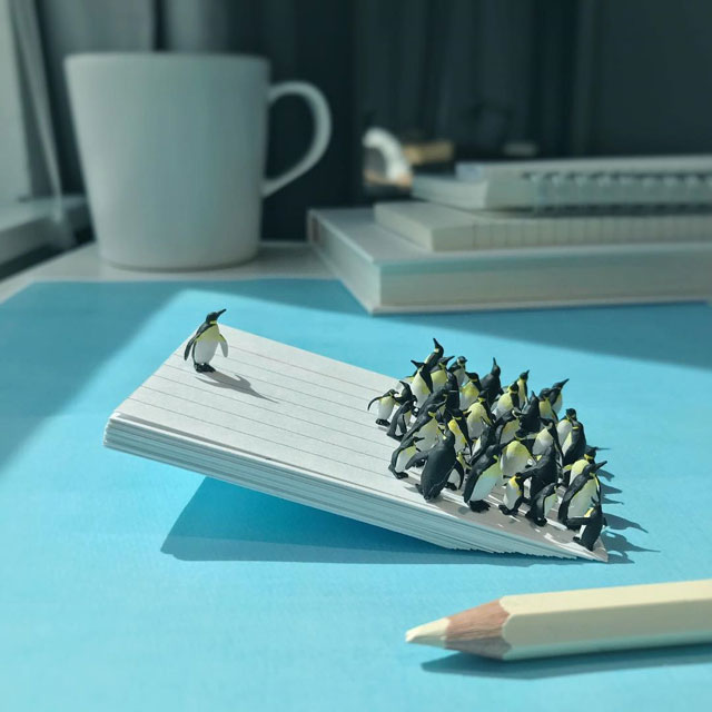 miniature scenes by derrick lin mardser on instagram 9 Guy Creates Tiny Moments on His Desk Using Office Supplies and Huge Collection of Miniatures