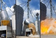 Raw Footage of Grain Tank Collapsing and Exploding in Indiana