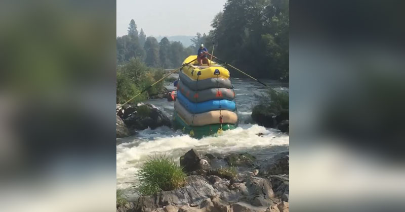What You've Never Seen a Guy Go Down a River in 6 Rafts Before?