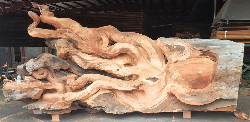 octopus carved from fallen redwood by jeffrey michael samudosky 5 Artist Transforms Fallen Redwood Into Giant Octopus (15 Photos)