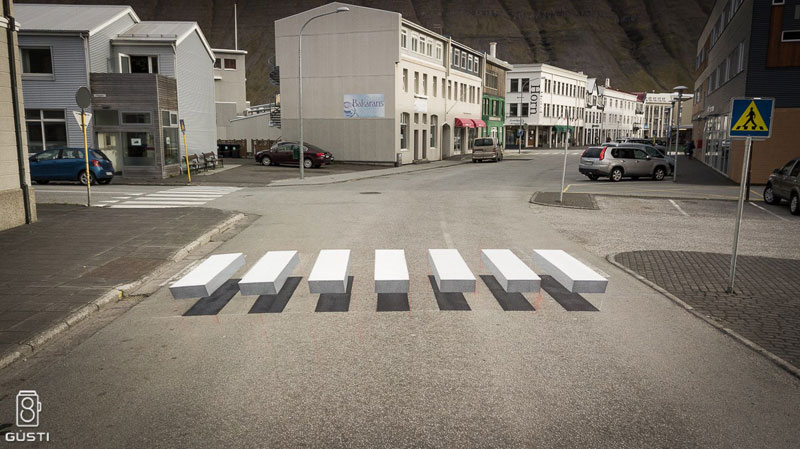 3d crosswalk iceland 5 Cities Around the Globe are Testing 3D Crosswalks to Slow Down Drivers
