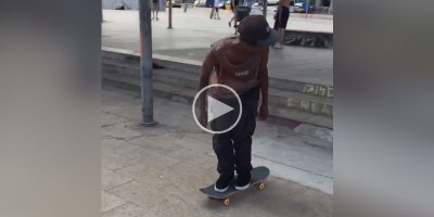 This Backwards Ollie Up a Set of Stairs is Tripping Me Out