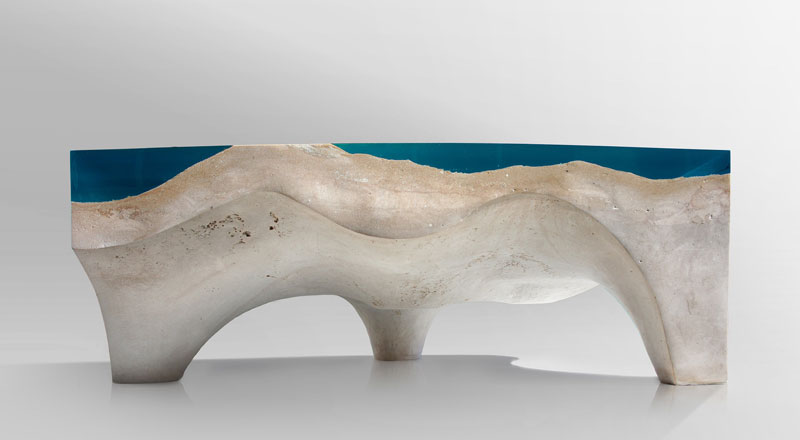 crete table 5 2 Artist Channels the Ocean Into One of a Kind Tables Using Marble and Acrylic