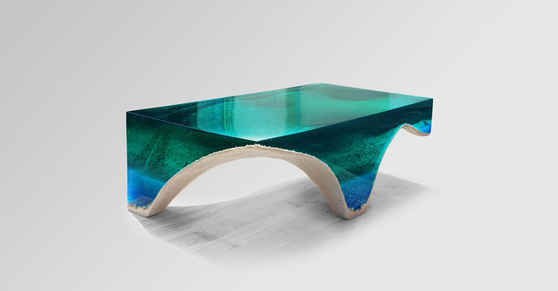 delmare custom 2 1 Artist Channels the Ocean Into One of a Kind Tables Using Marble and Acrylic